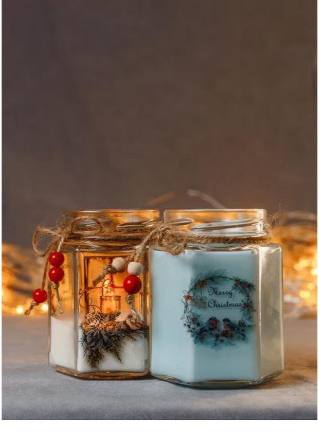 Новогодняя подарочная handmade свеча "Merry Christmas" 38-40 часов горения BeautlyMaysternya (255288266)