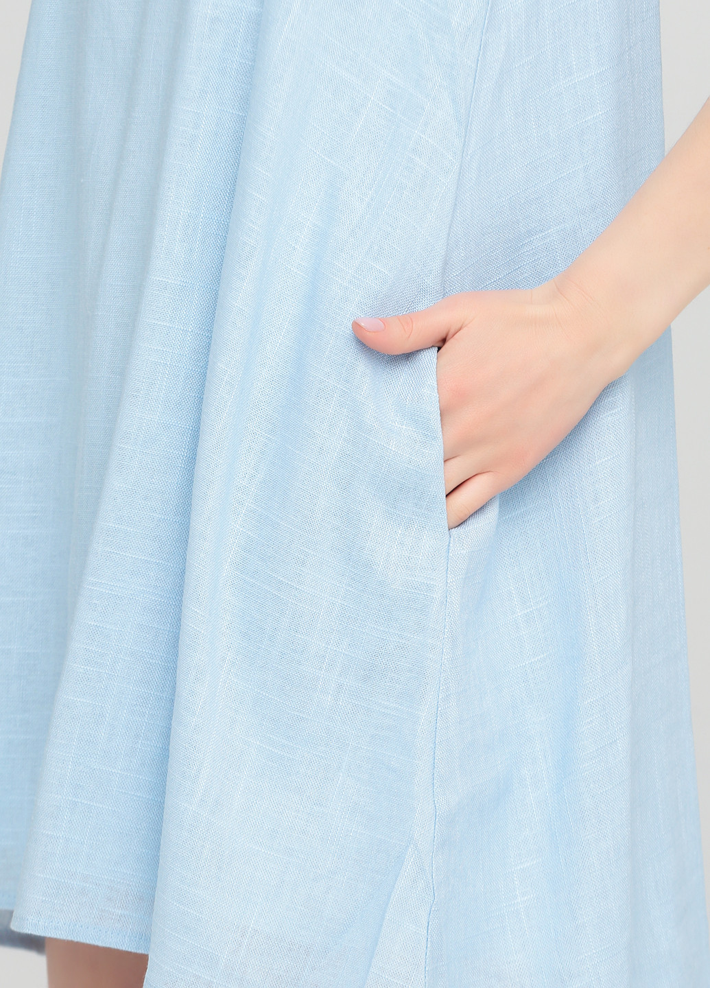 Голубое кэжуал платье а-силуэт LAGURA однотонное