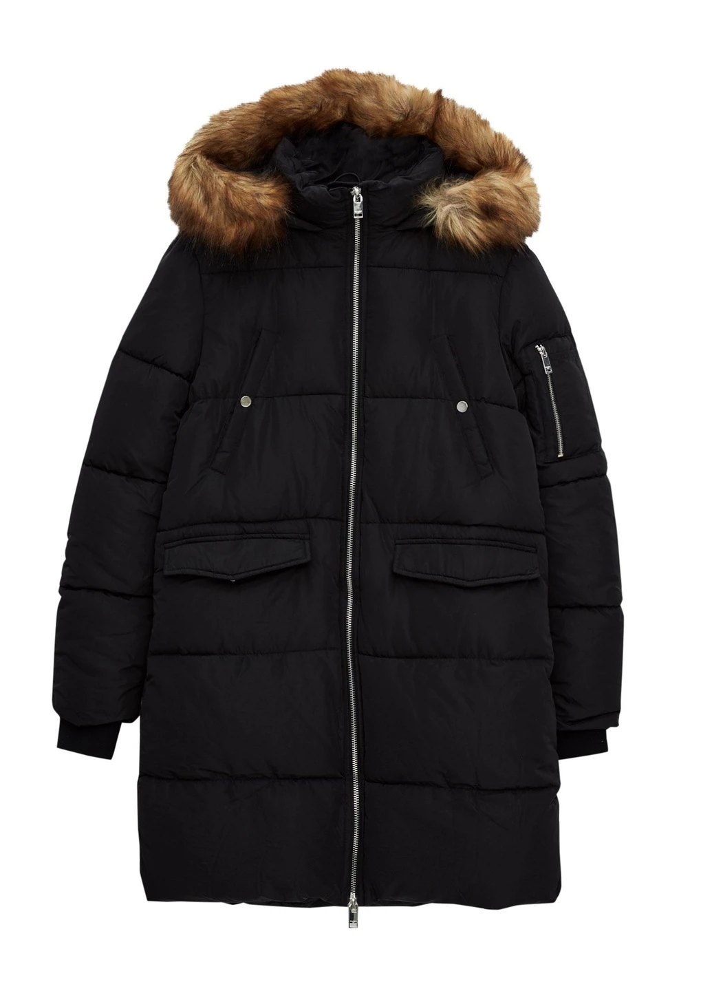 Чорна куртка зима,чорний, Pull & Bear