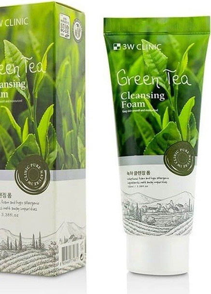 Green Tea Foam Cleansing Пенка для умывания Натуральная с экстрактом зеленого чая, 100 мл 3W Clinic (236499752)