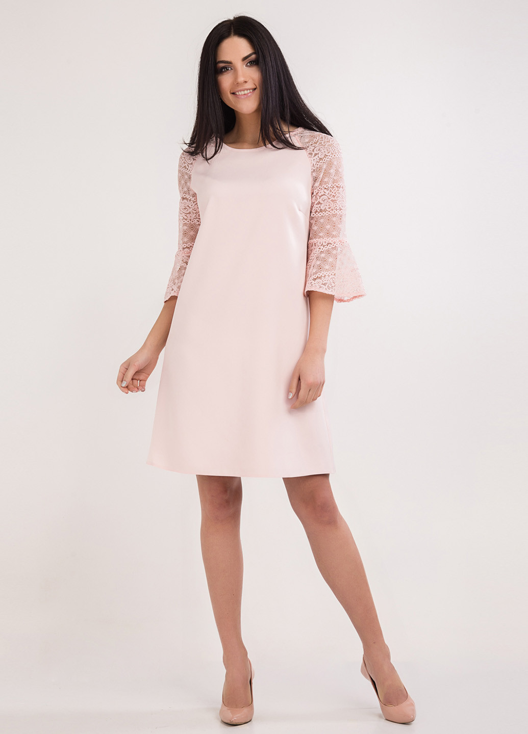 Светло-розовое кэжуал платье Marnastini однотонное