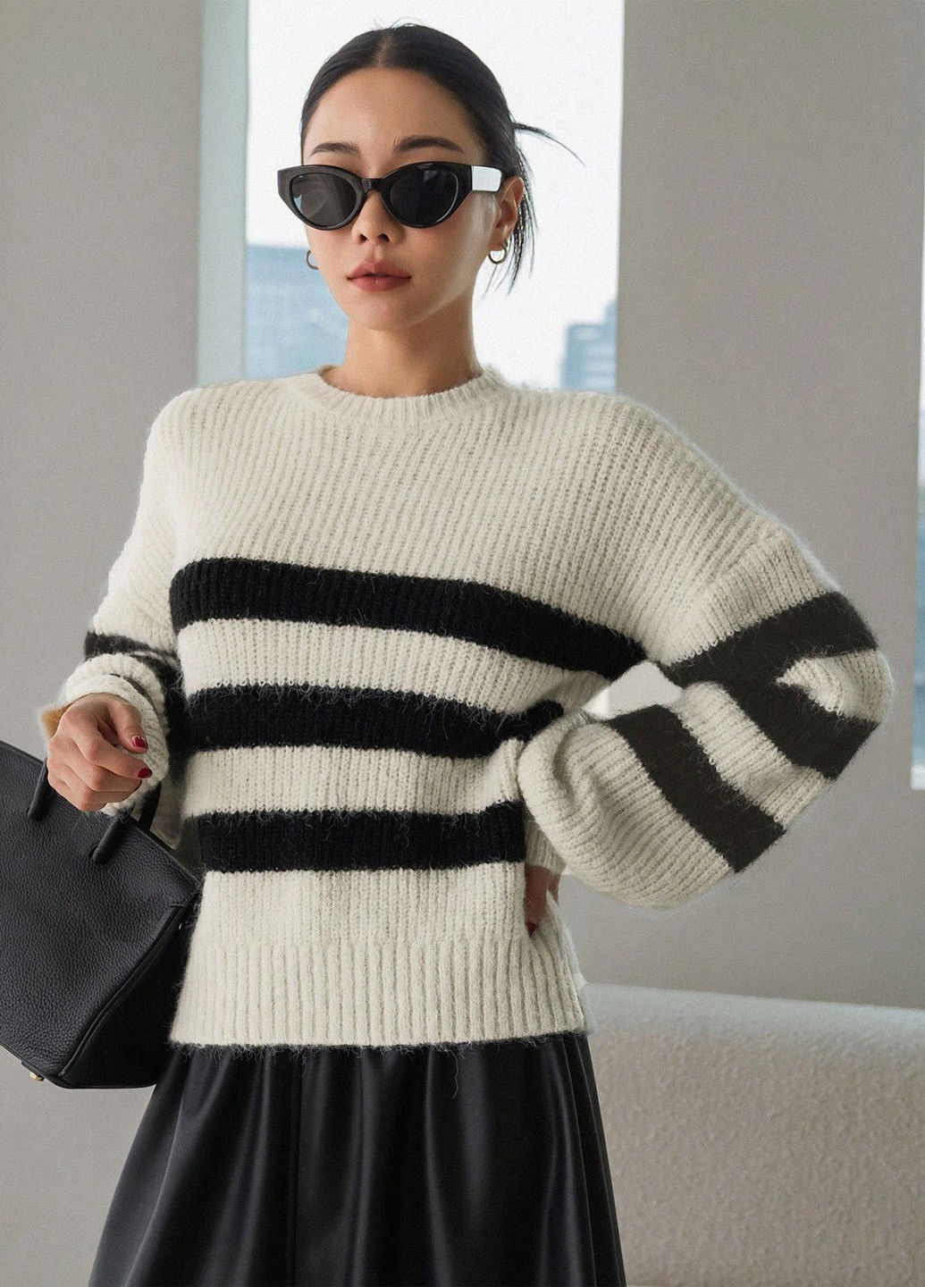 Чорно-білий демісезонний джемпер джемпер SHEIN