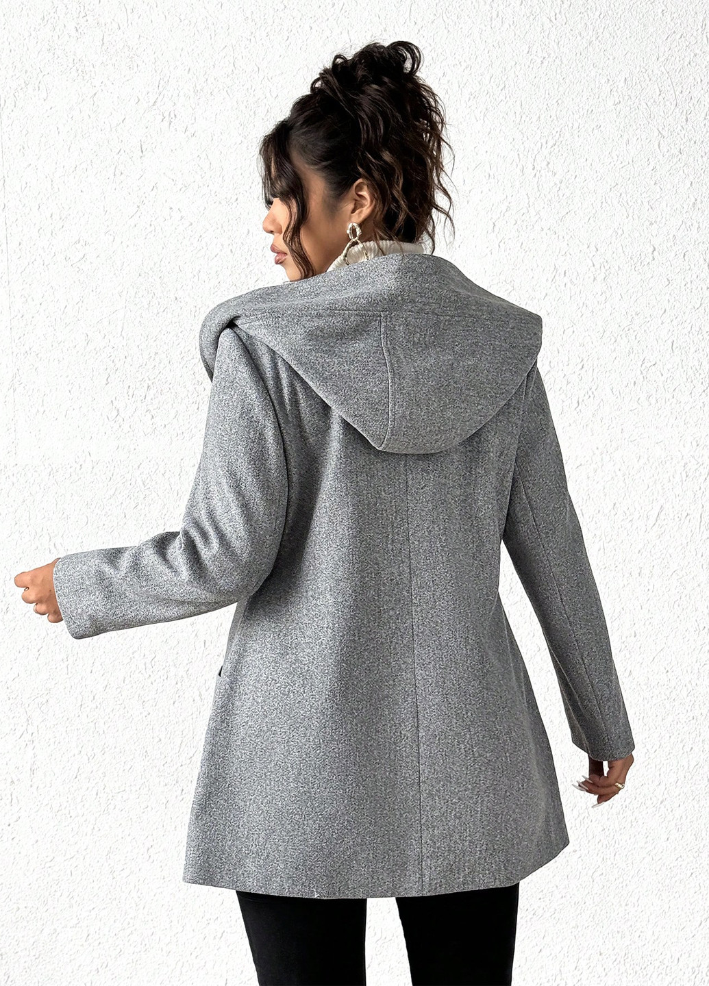 Світло-сіре демісезонне Пальто двобортне SHEIN