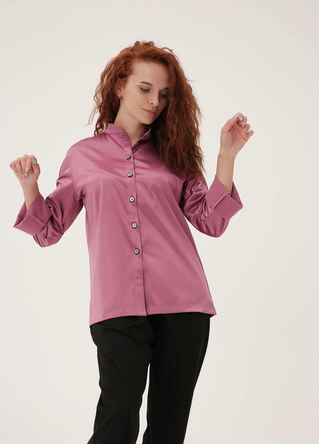 Сливова демісезонна сорочка - піджак з полірованой бавовни з вишивкою на рукавах INNOE Рубашка - пиджак