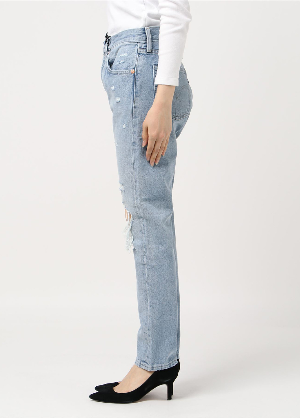 Джинси Levi's бойфренди однотонні блакитні джинсові бавовна