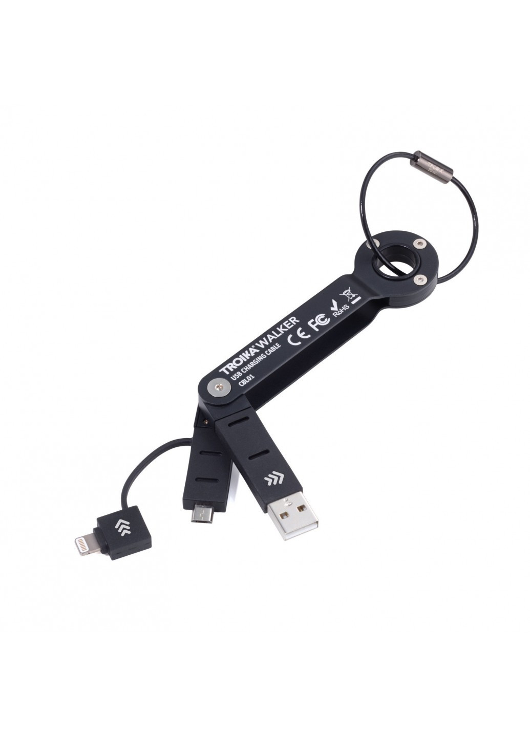 Брелок-адаптер "WALKER" USB/Micro USB, Troika cbl01/bk (208083077)