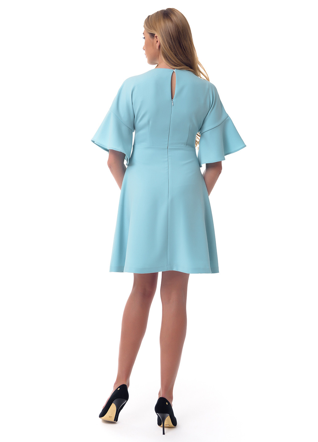 Блакитна кежуал сукня кльош GENEVIE однотонна