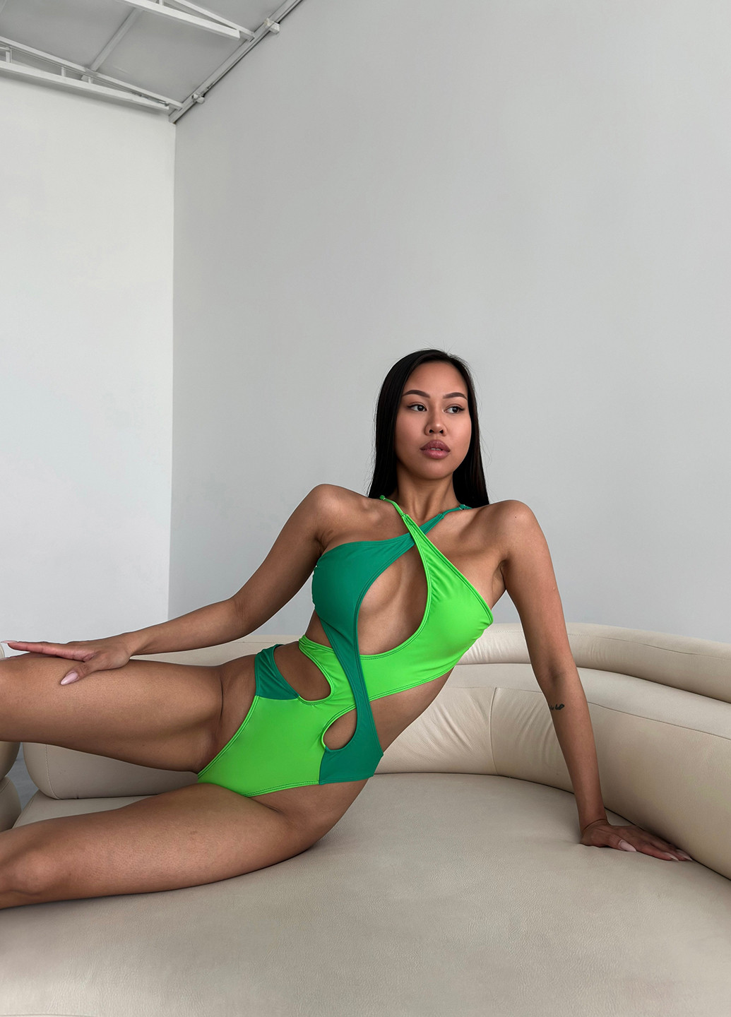 Зеленый летний купальник монокини, слитный NOVA VEGA