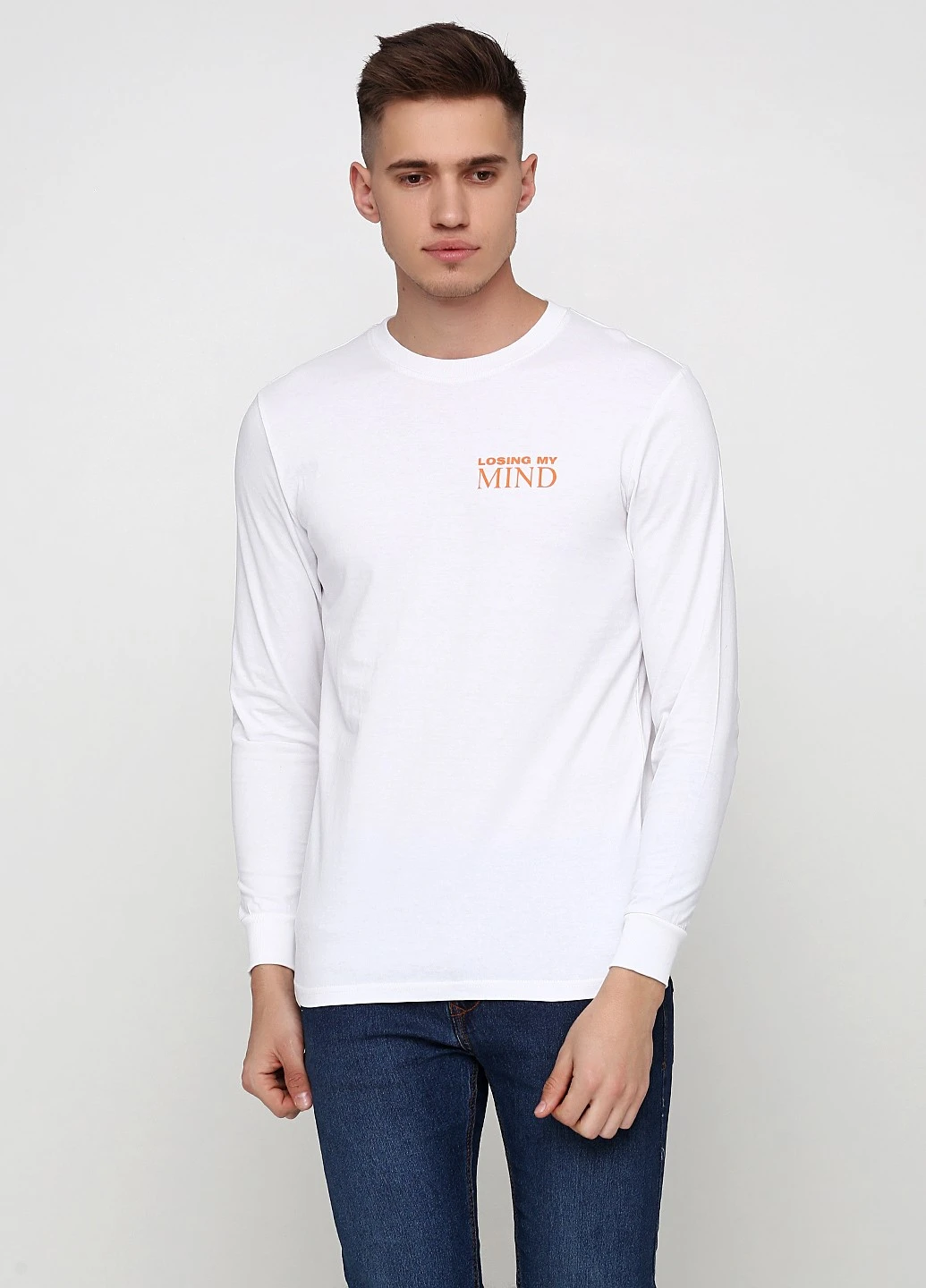Лонгслів H&M однотонний білий кежуали бавовна