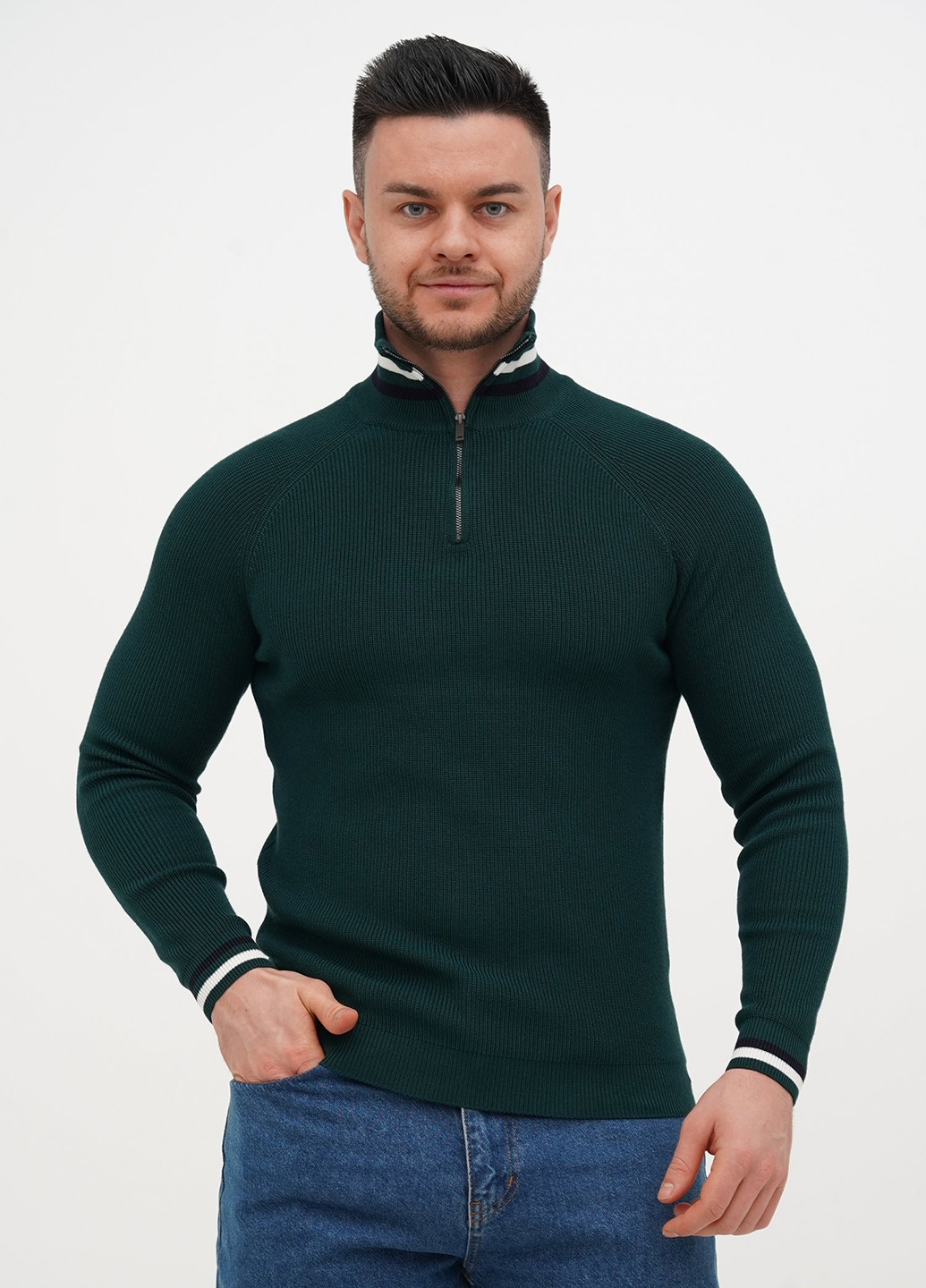 Темно-зеленый демисезонный свитер Trend Collection