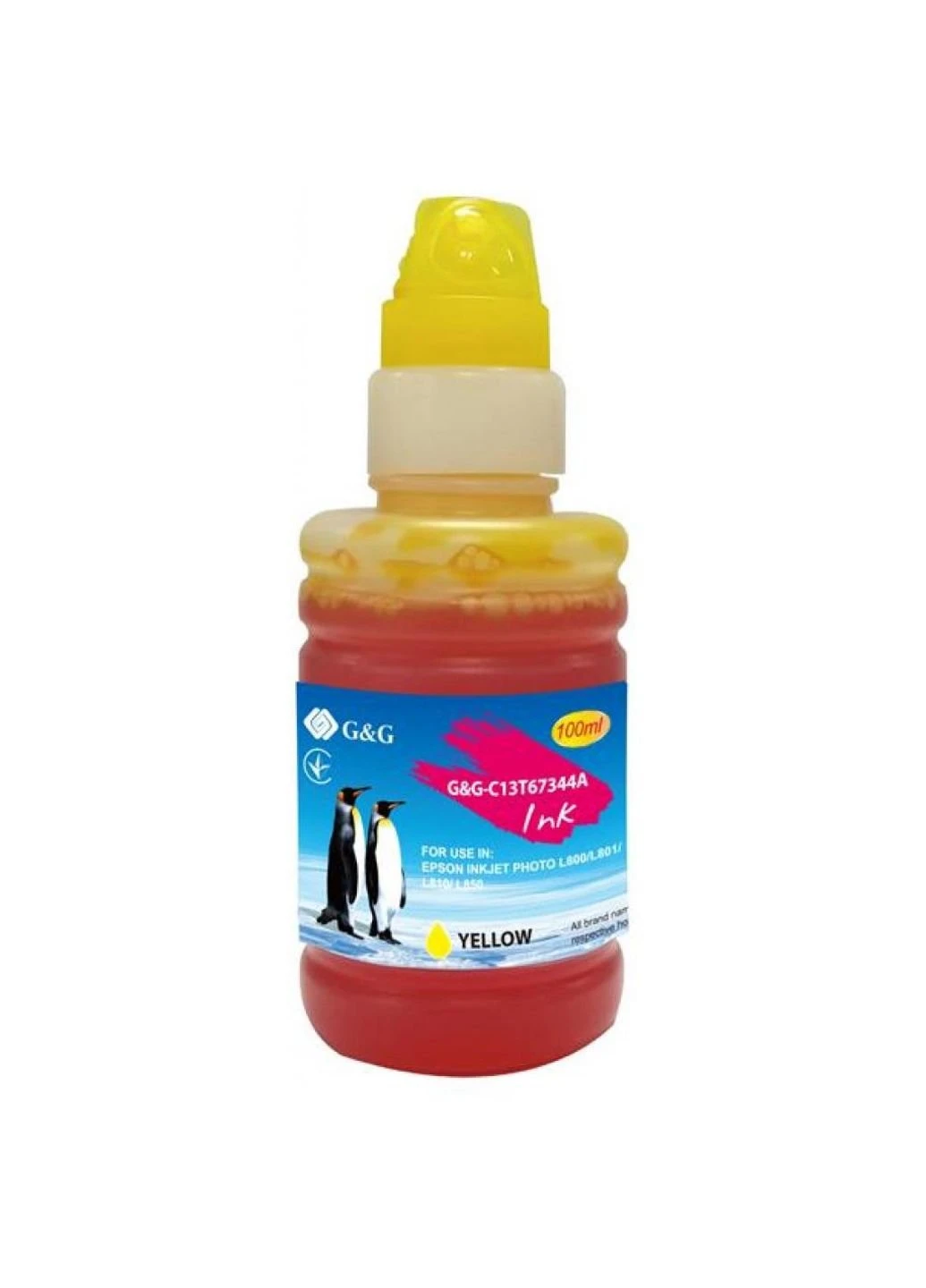Чорнило G & G Epson L800 yellow, контейнер 100мл (G & G-C13T67344A) G&G Epson L800 yellow, контейнер 100мл (247485748)