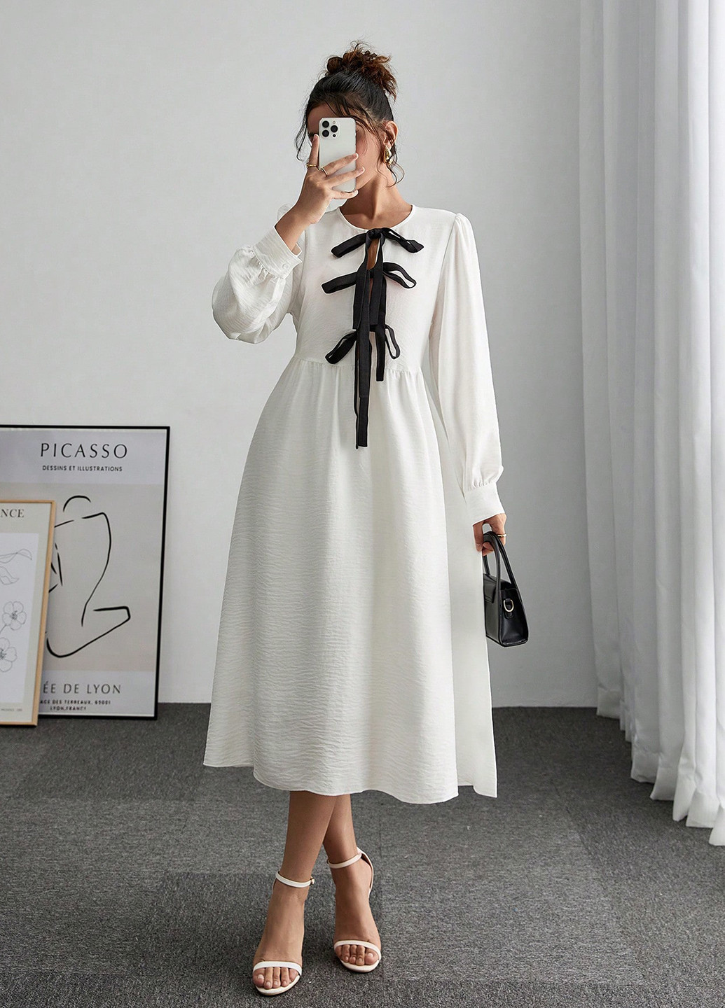 Білий кежуал сукня а-силует SHEIN однотонна