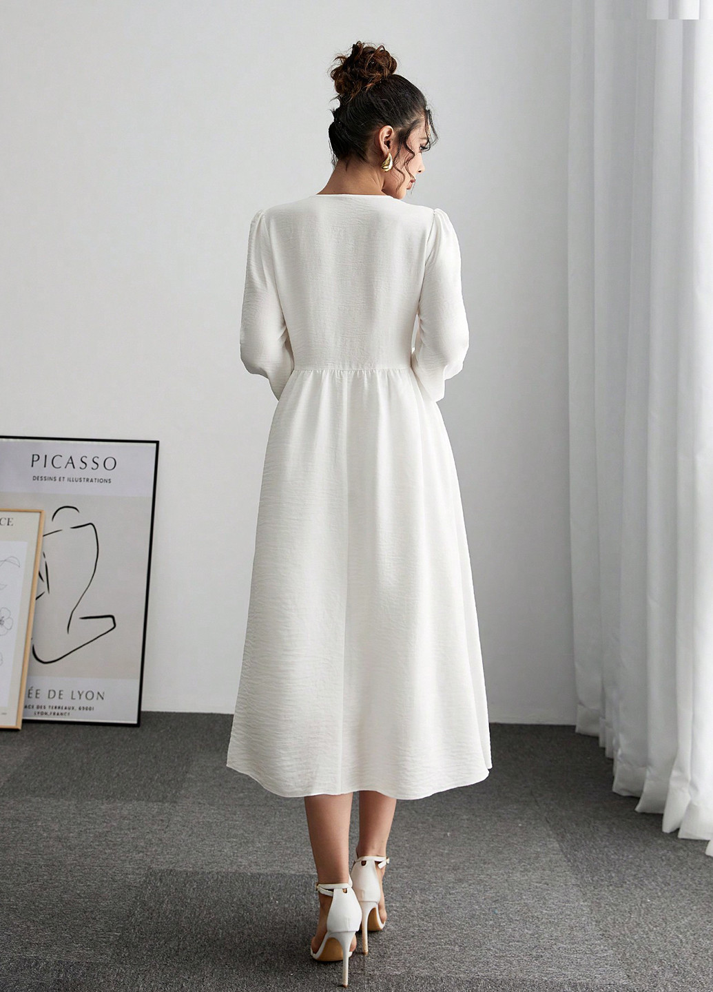 Білий кежуал сукня а-силует SHEIN однотонна
