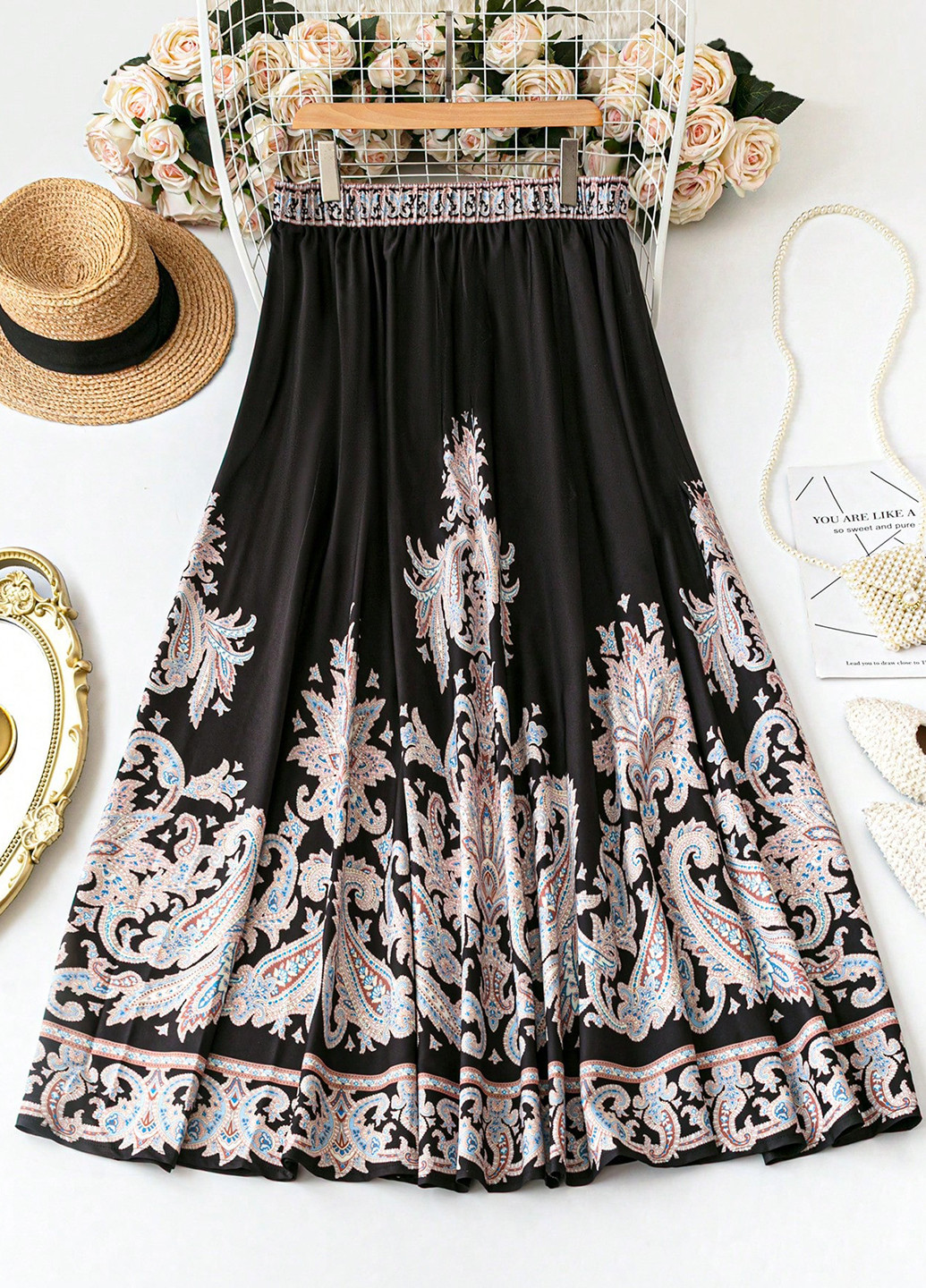 Разноцветная кэжуал с рисунком юбка SHEIN