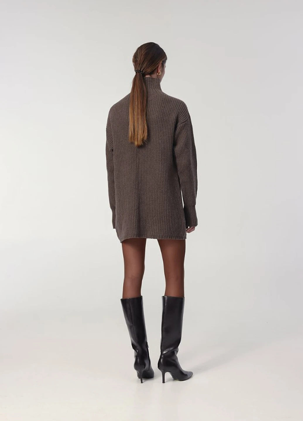 Кофейное кэжуал платье платье-свитер KNITLAB меланжевое