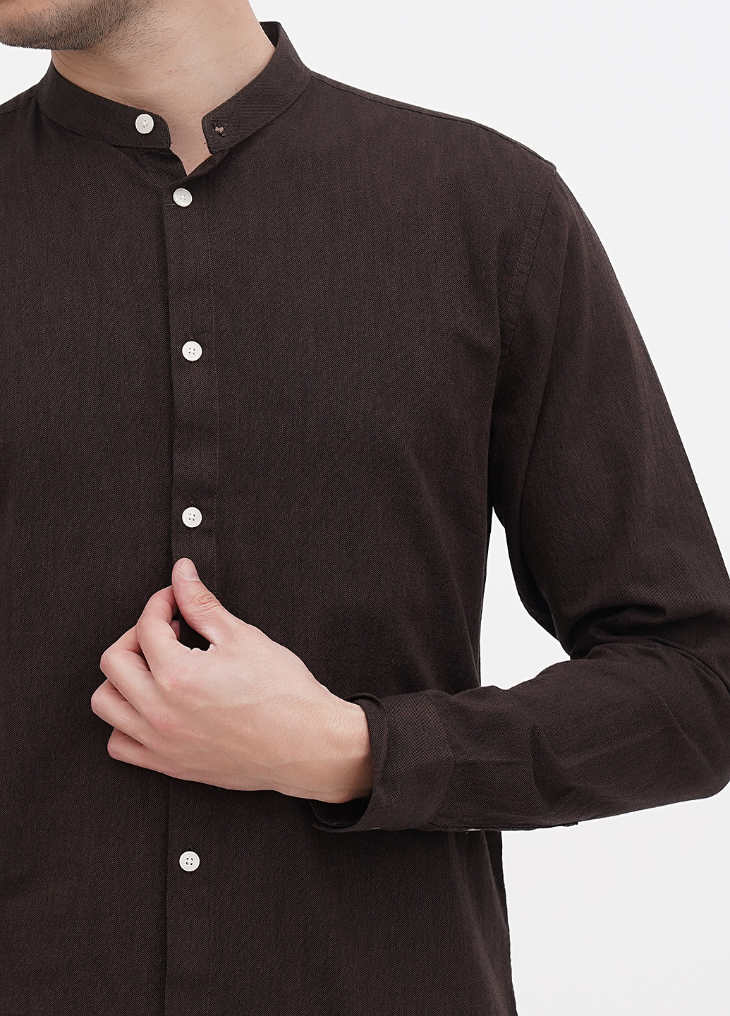 Темно-коричневая кэжуал рубашка однотонная Minimum