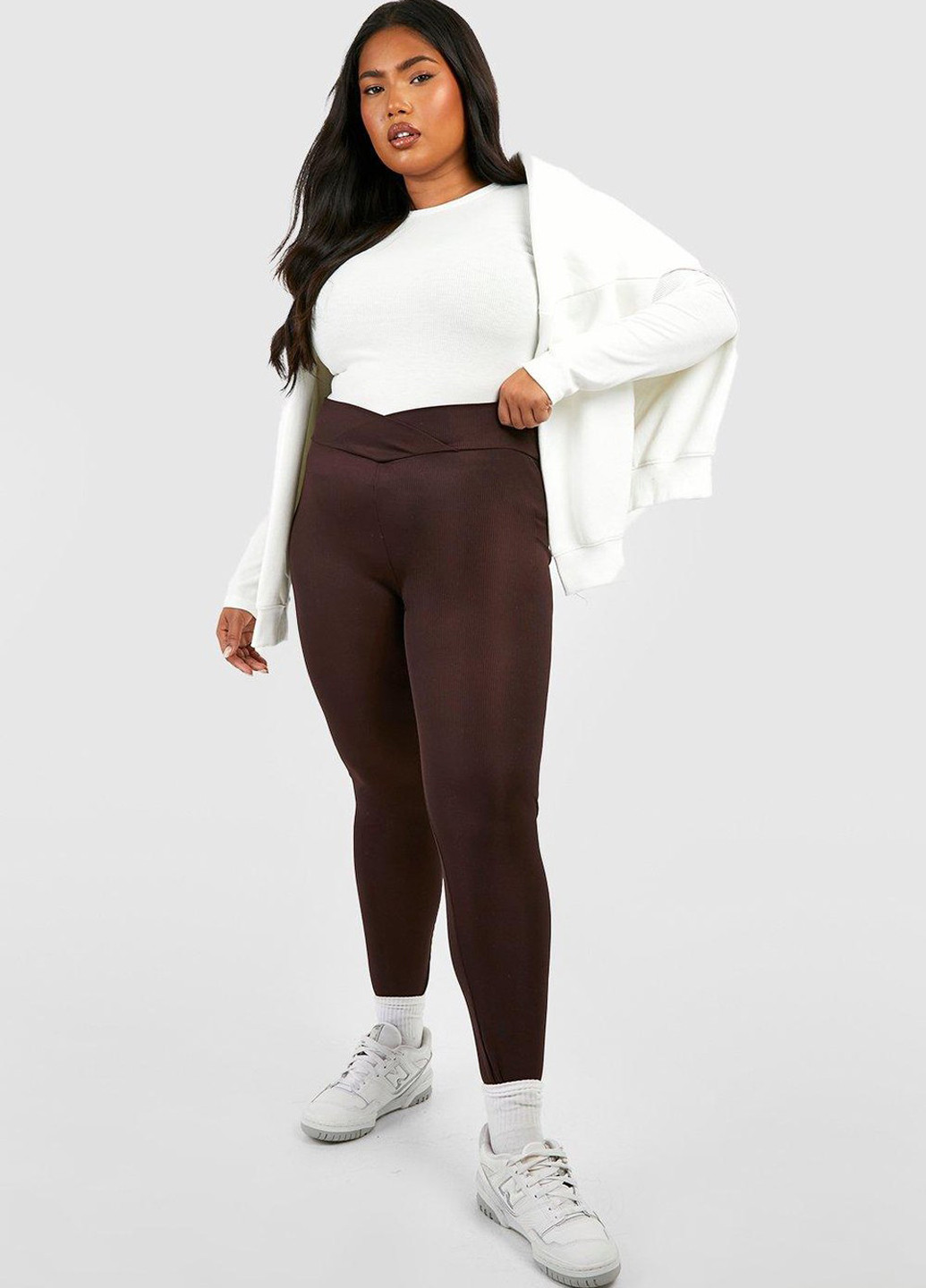 Темно-коричневые демисезонные леггинсы Boohoo