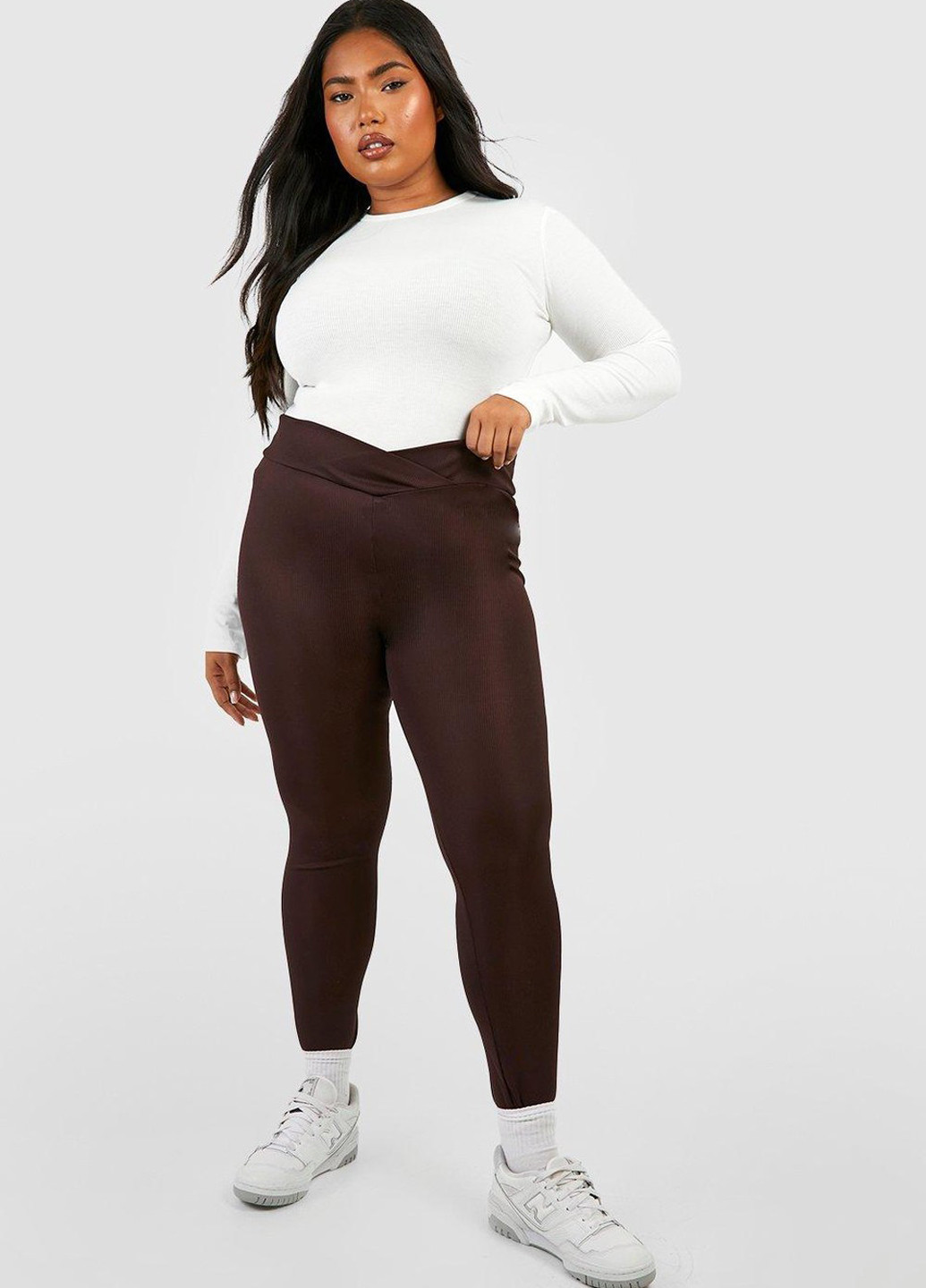 Темно-коричневые демисезонные леггинсы Boohoo
