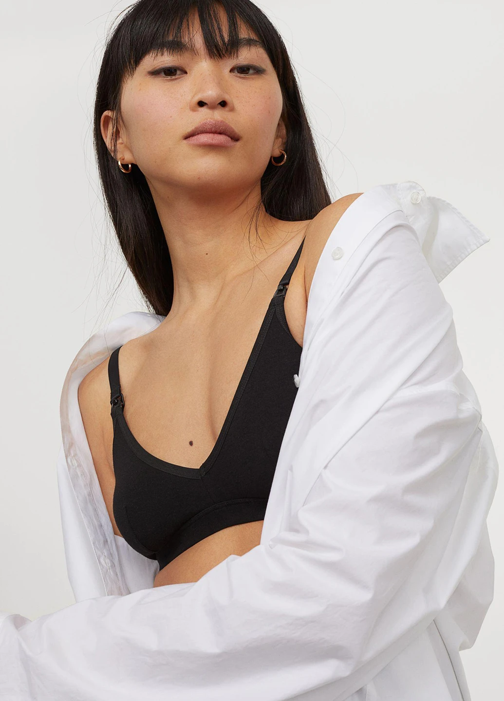 Чёрный триэнджел бюстгальтер H&M без косточек хлопок