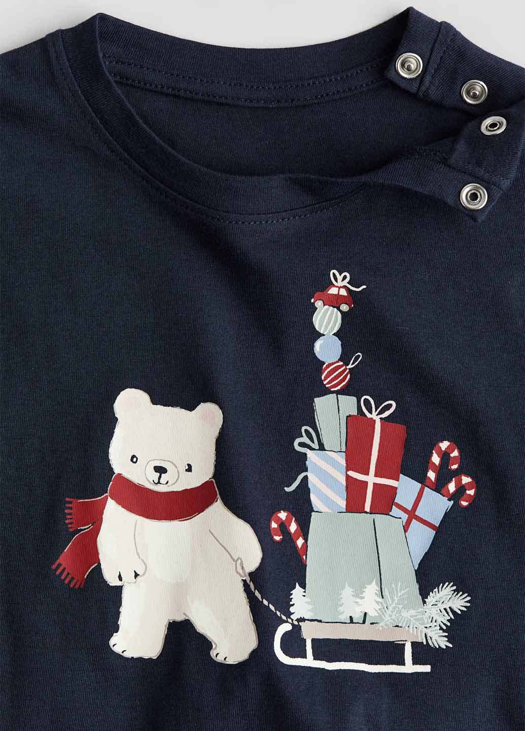 Темно-синий демисезонный кэжуал лонгслив H&M новогодний