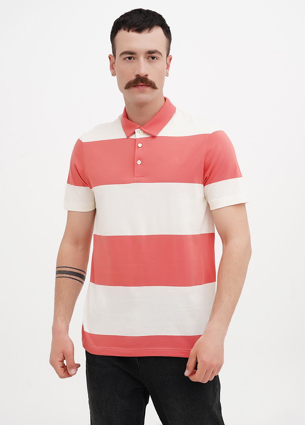 Цветная футболка-поло для мужчин adidas в полоску