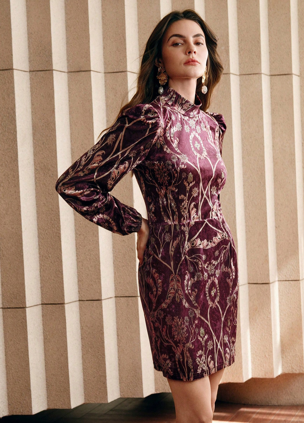 Бордова вечірня, кежуал сукня силуетна SHEIN з квітковим принтом