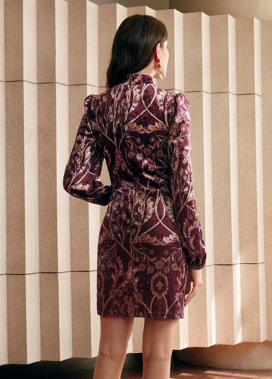 Бордова вечірня, кежуал сукня силуетна SHEIN з квітковим принтом