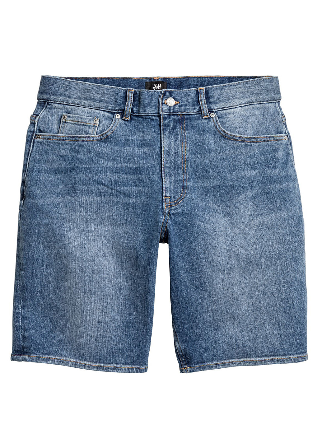 Шорты H&M однотонные тёмно-голубые джинсовые хлопок