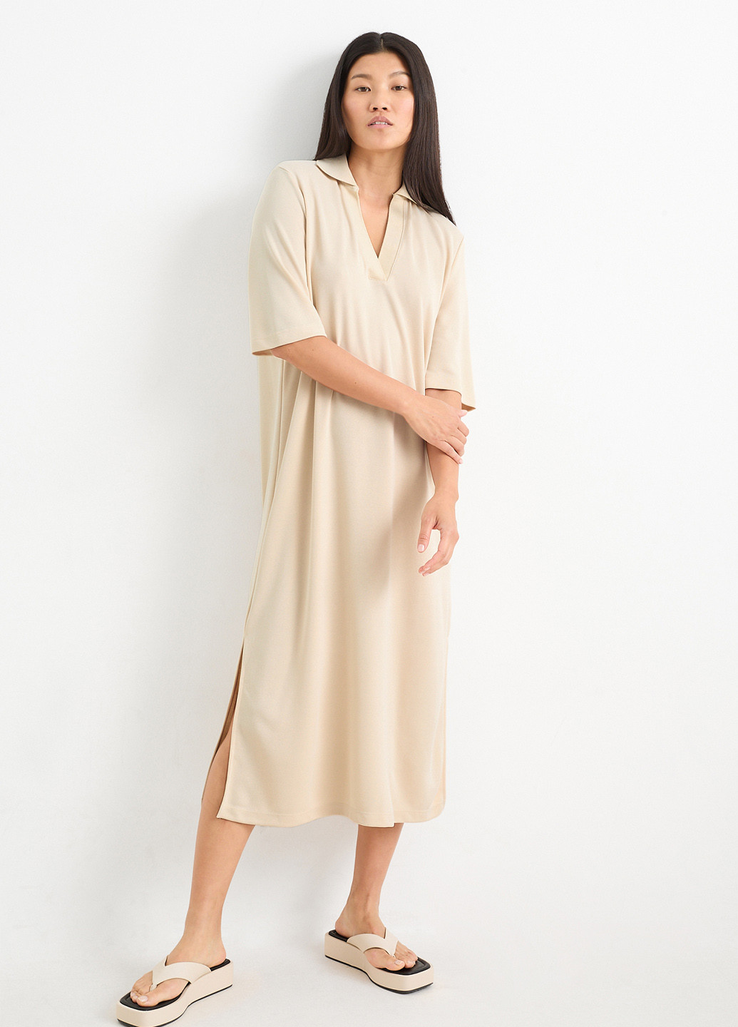 Бежева кежуал сукня сукня-футболка C&A однотонна