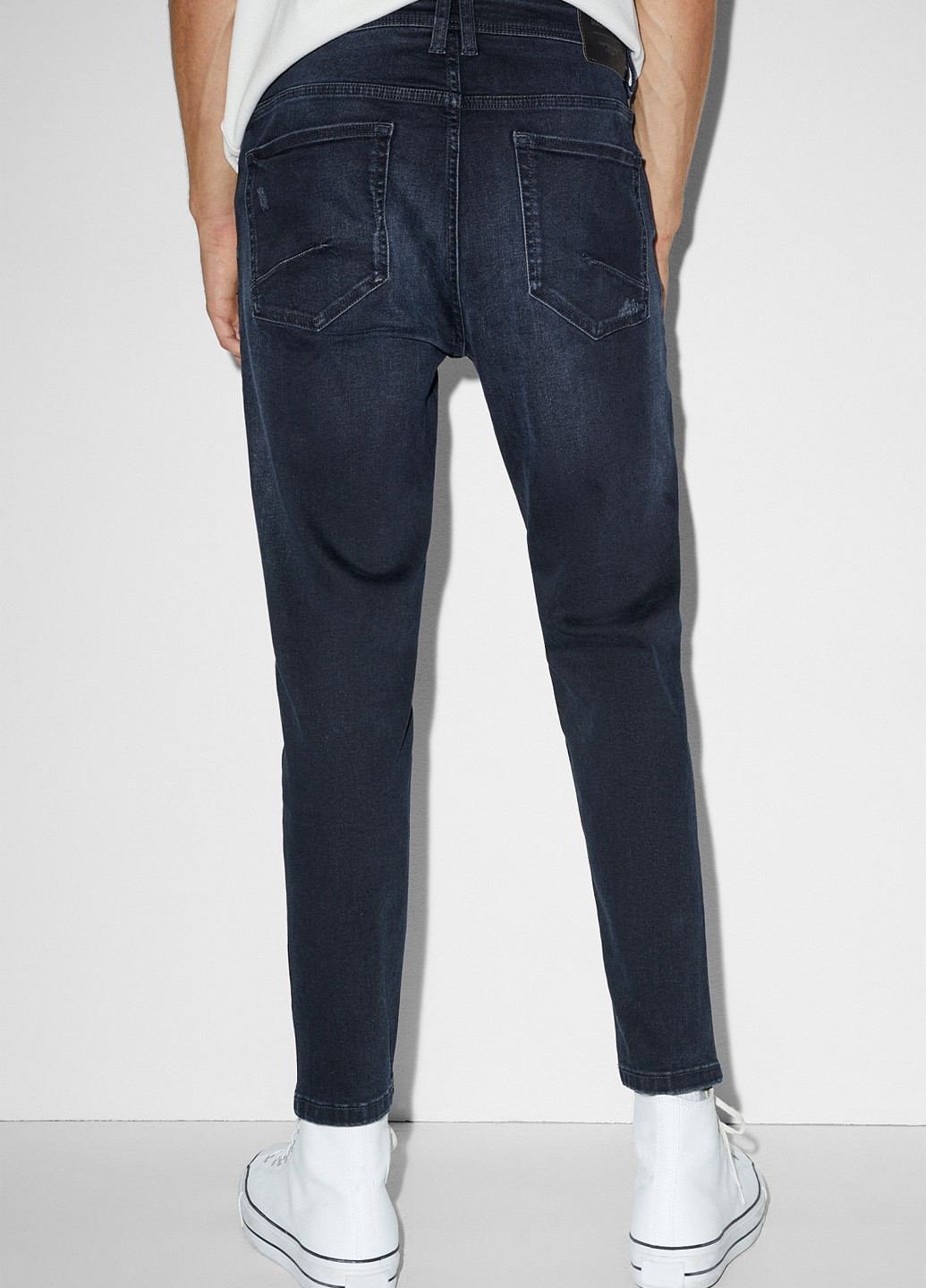 Темно-синие демисезонные зауженные, бойфренды джинсы C&A