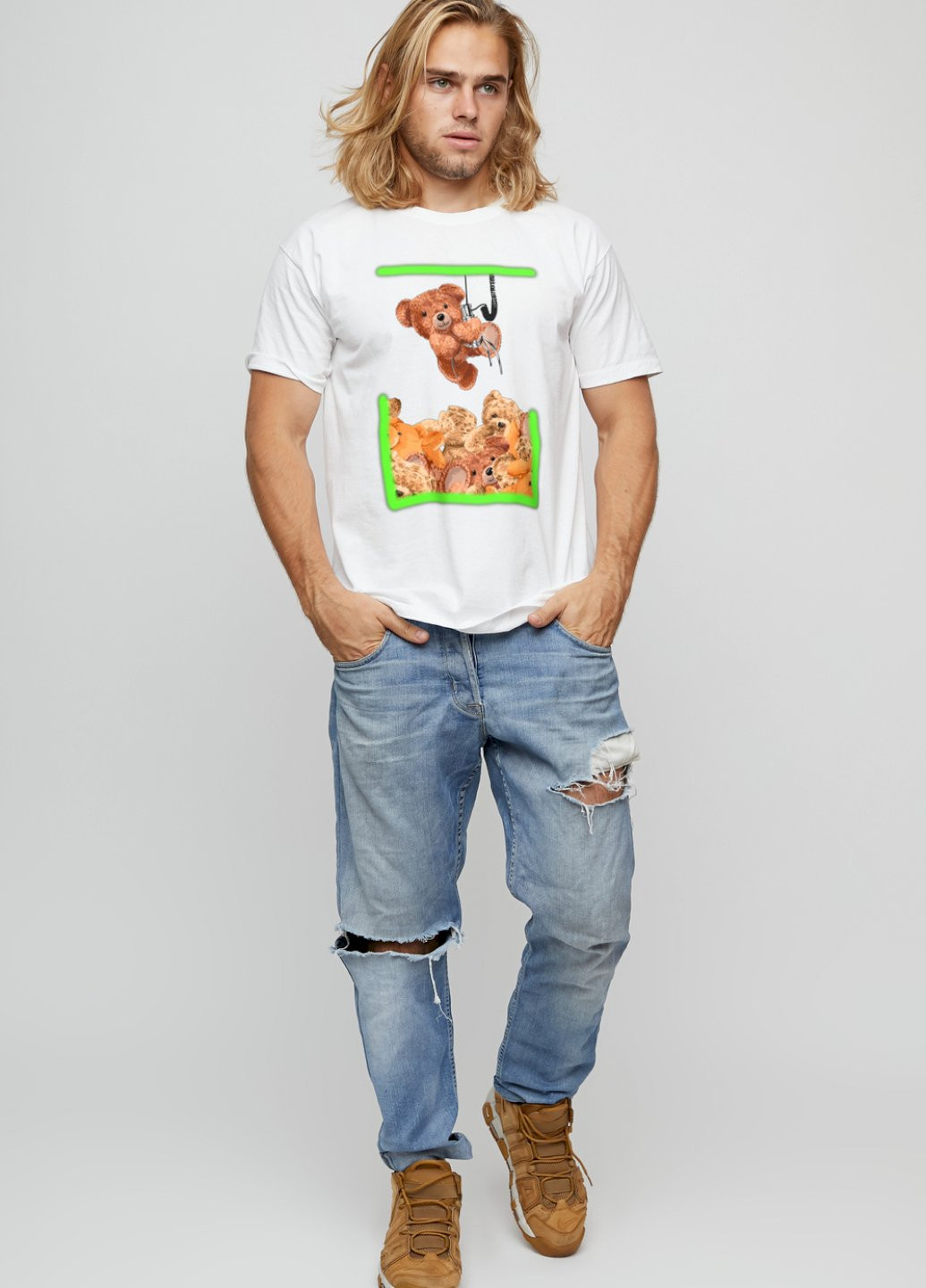 Біла футболка чоловіча basic /air print/ YAPPI