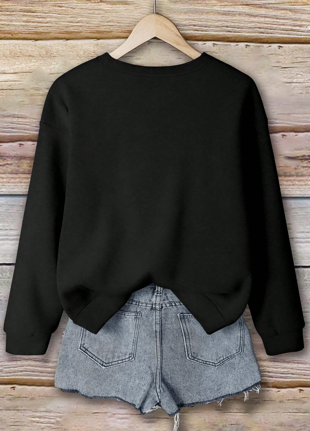 Черный свитшот SHEIN надпись без декора (333879305)