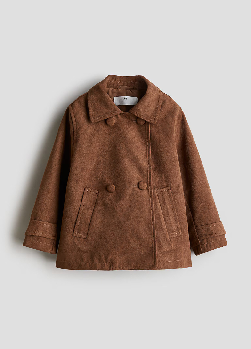 Кофейное Кэжуал полупальто двубортное H&M однотонное