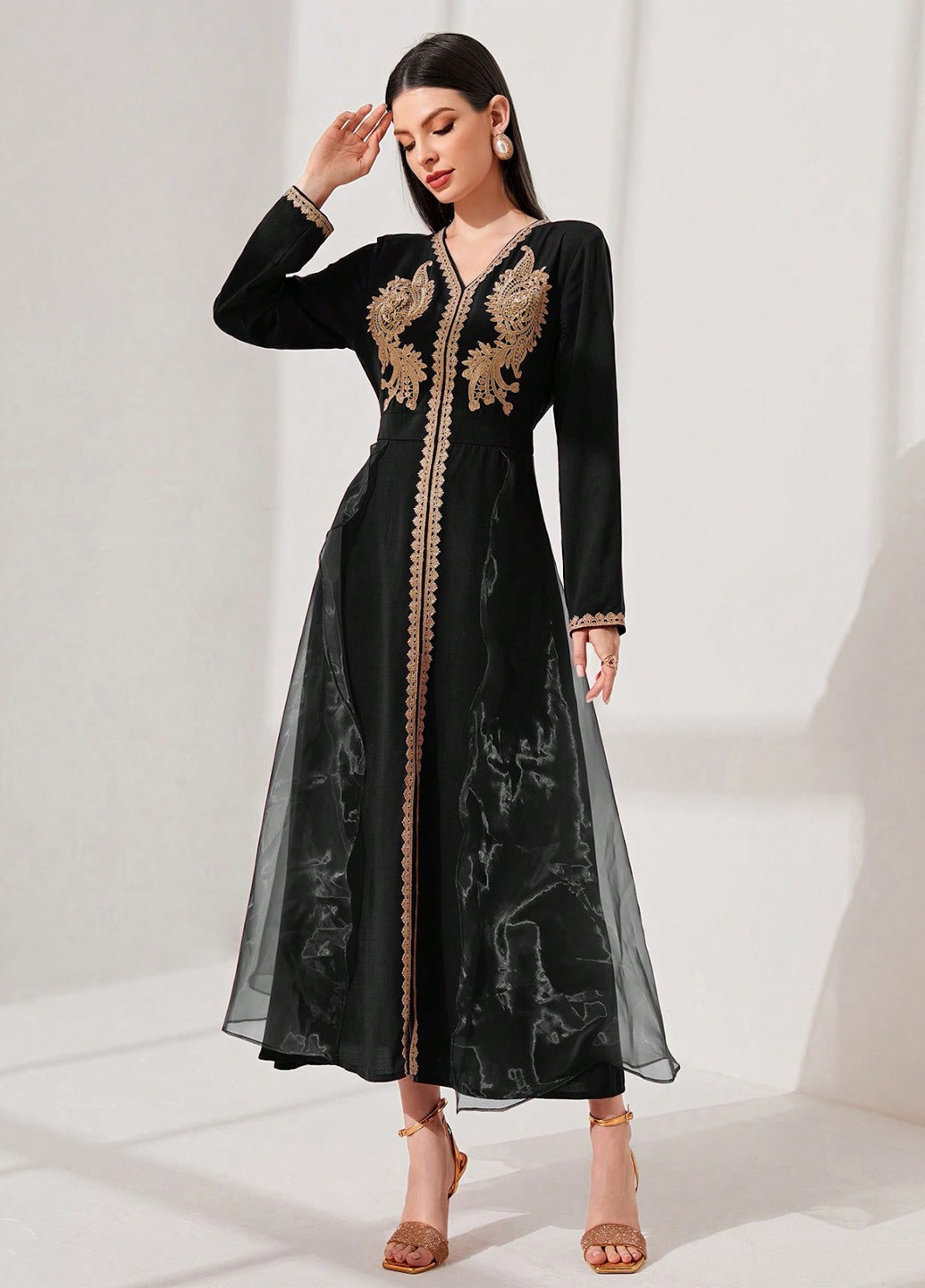 Чорна кежуал сукня SHEIN з орнаментом