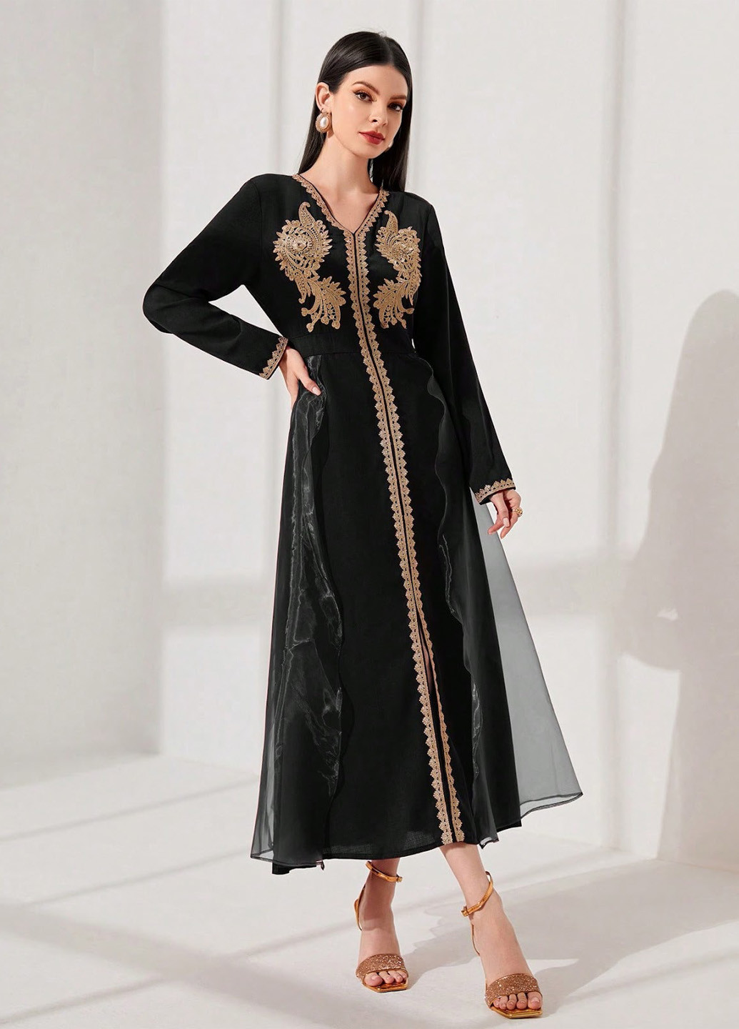 Чорна кежуал сукня SHEIN з орнаментом