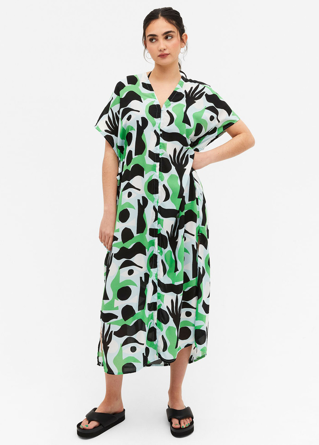 Комбинированное кэжуал платье рубашка Monki с абстрактным узором