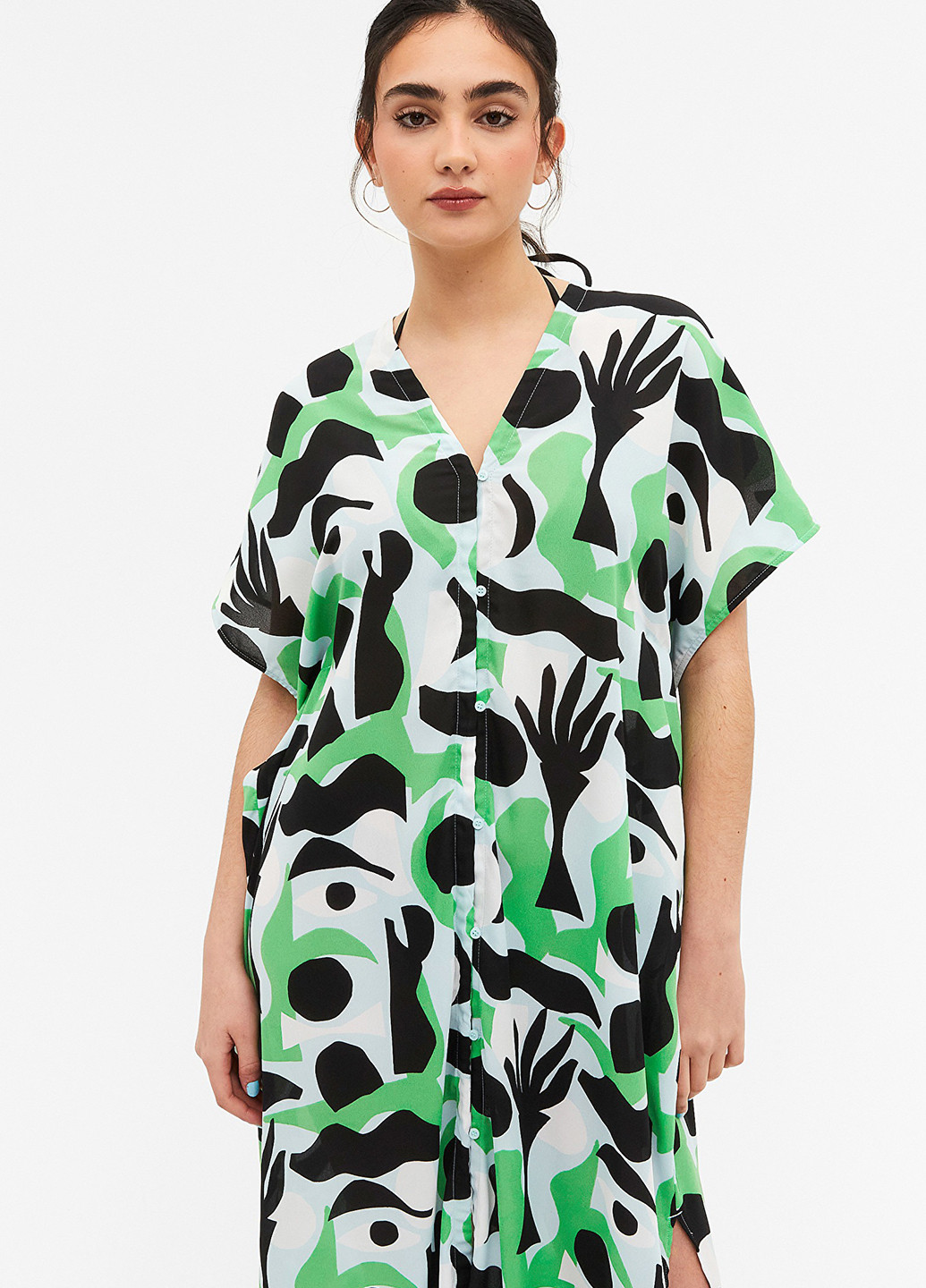 Комбинированное кэжуал платье рубашка Monki с абстрактным узором