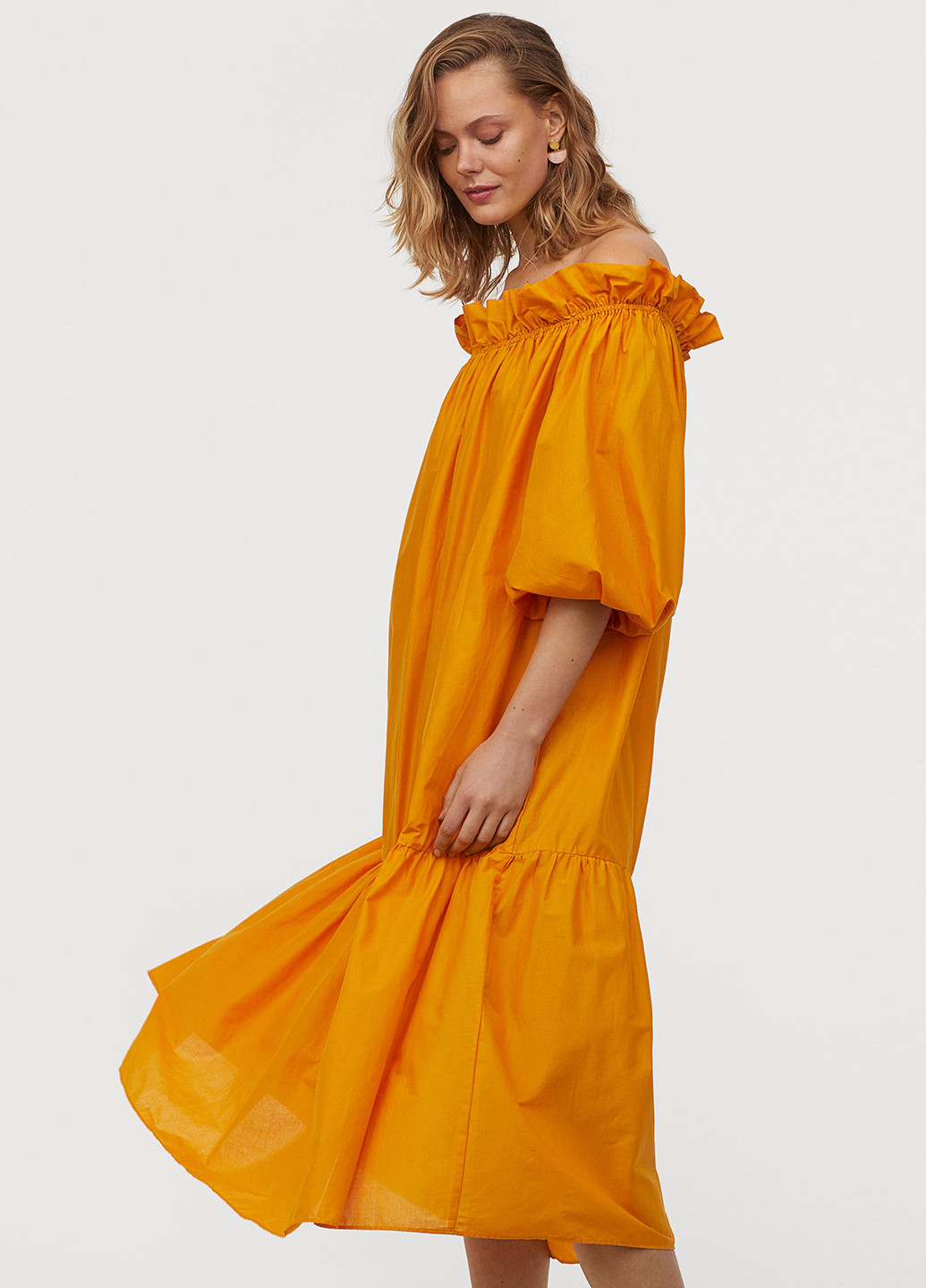 Оранжевое кэжуал платье оверсайз H&M однотонное