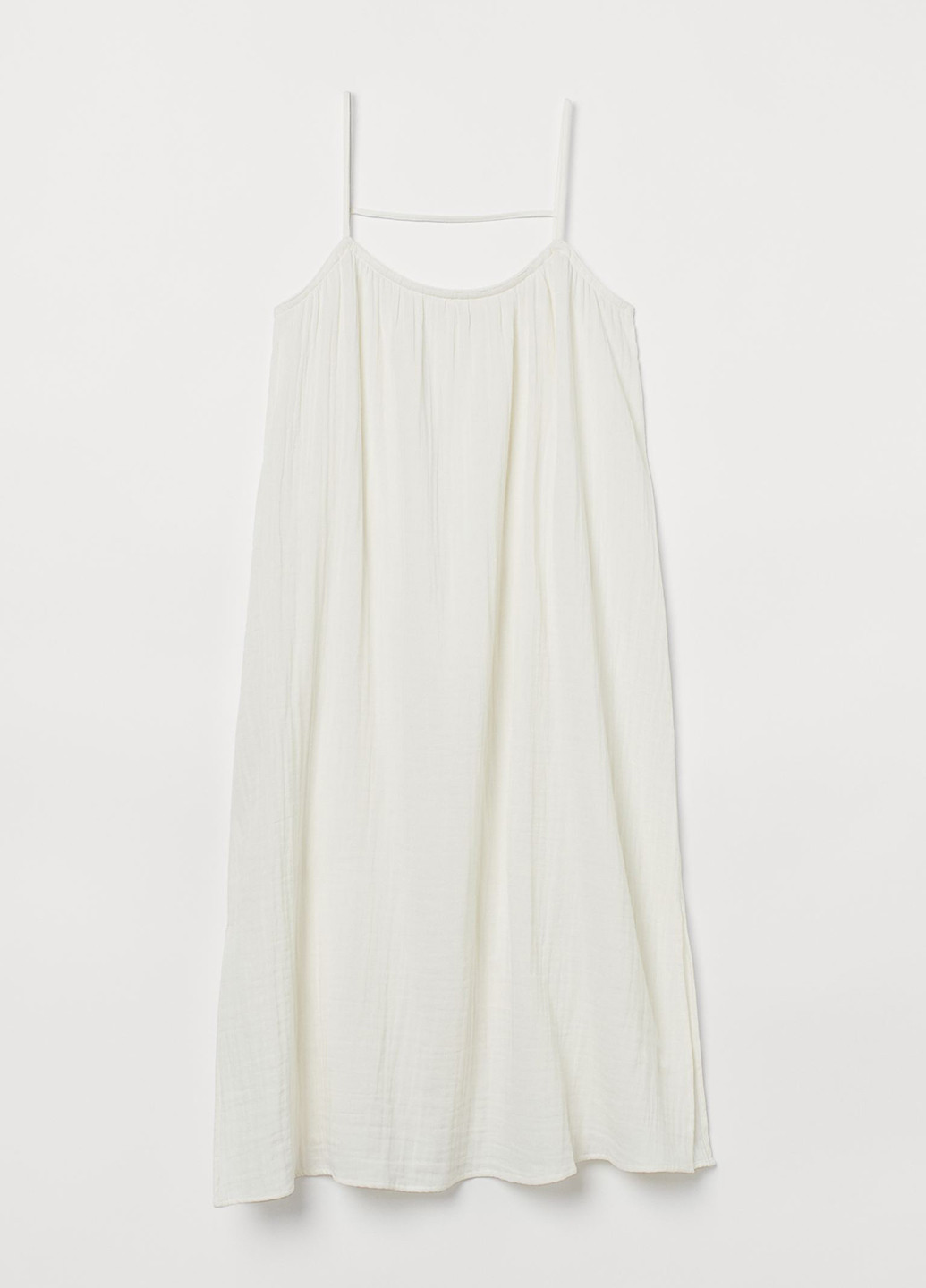 Молочное кэжуал платье а-силуэт, с открытыми плечами H&M однотонное