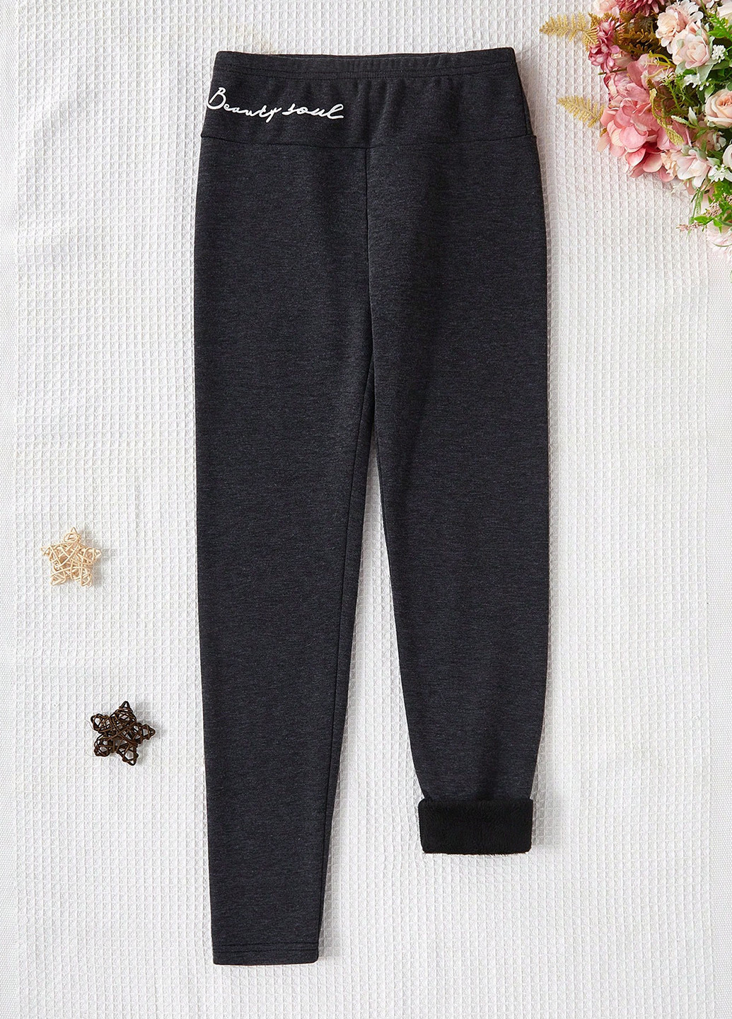 Темно-серые зимние леггинсы SHEIN