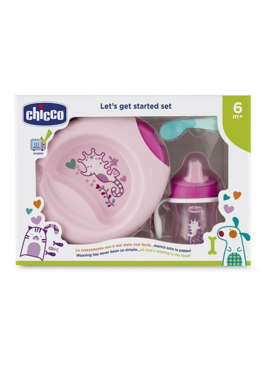 Набір дитячого посуду Meal Set 6 м + рожевий Chicco (252248419)