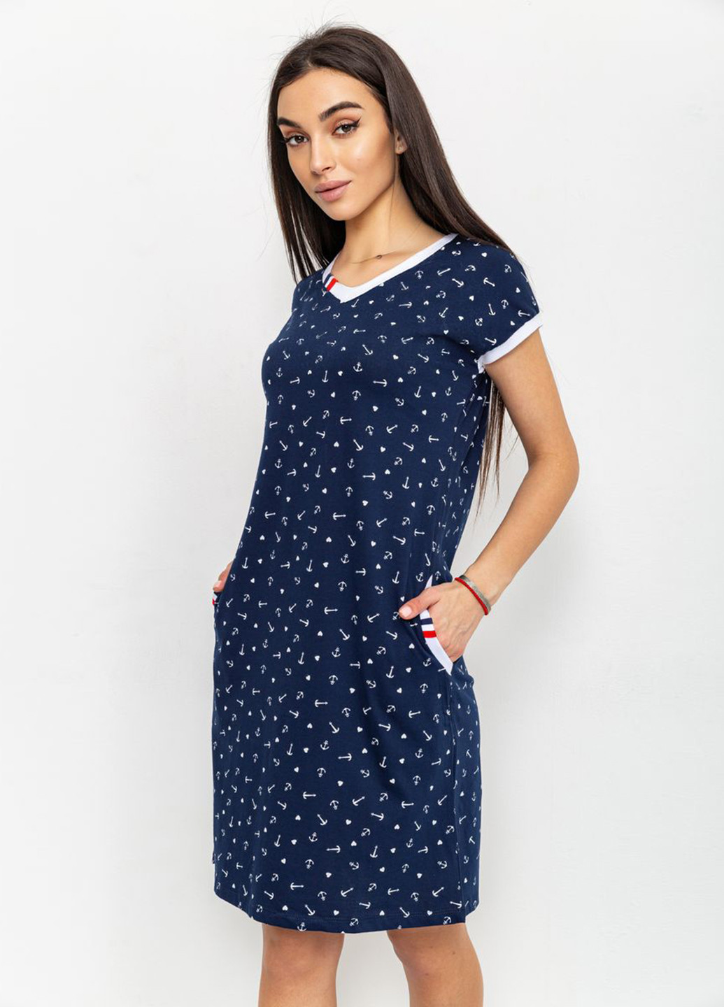 Темно-синее домашнее платье платье-футболка Ager морская тематика