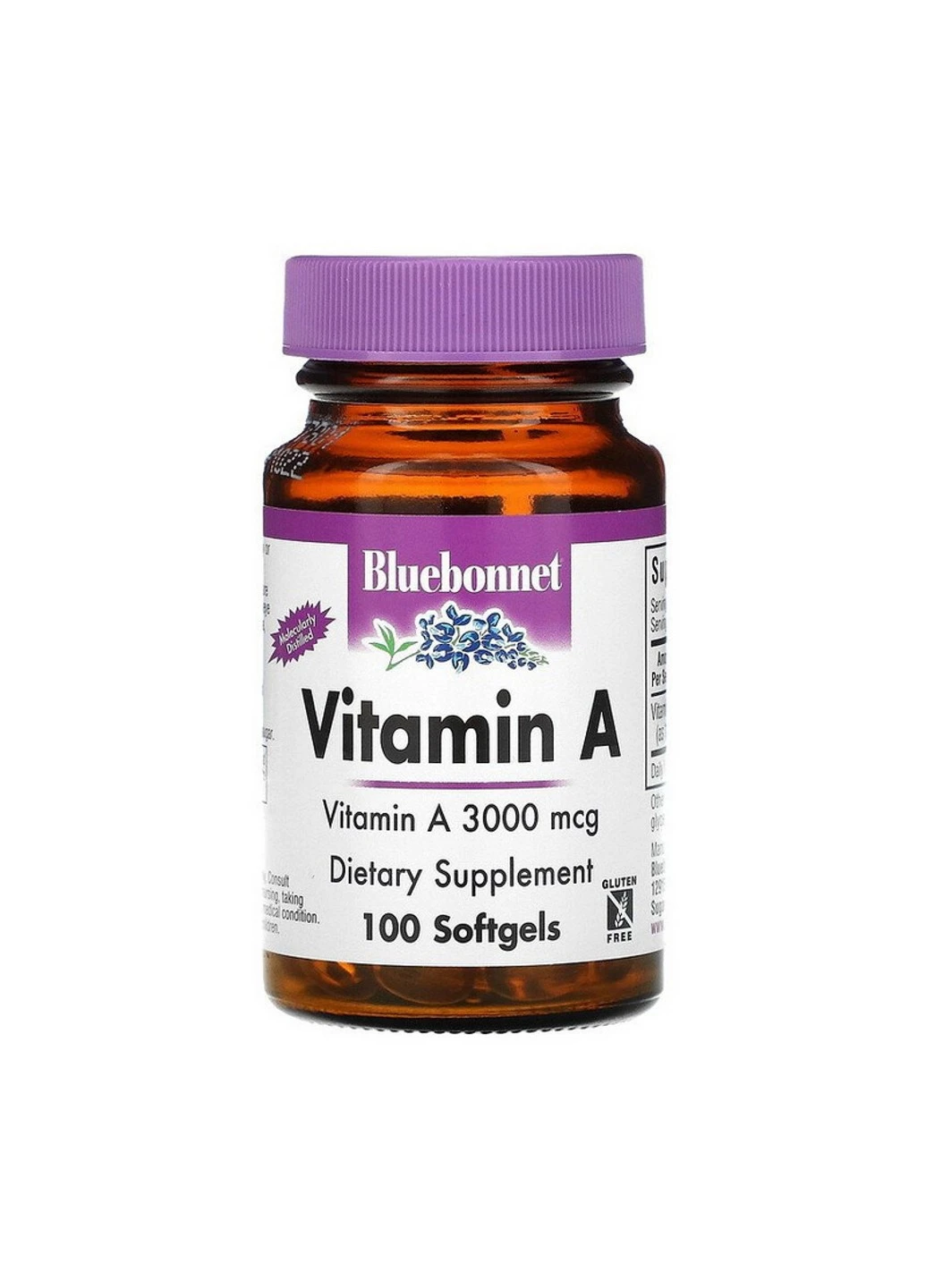 Вітамін А Vitamin A 3000 mcg 100 капсул Bluebonnet Nutrition (255408113)