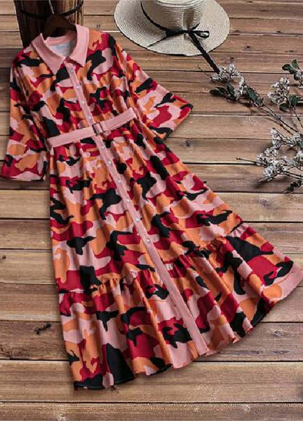 Комбінована кежуал сукня сукня-сорочка SHEIN з камуфляжним принтом