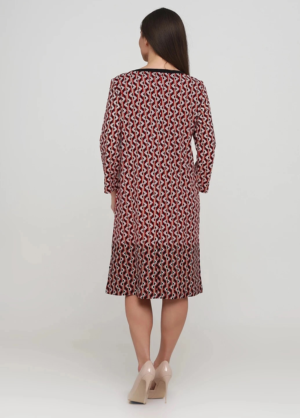 Бордовое кэжуал платье а-силуэт Signature с геометрическим узором
