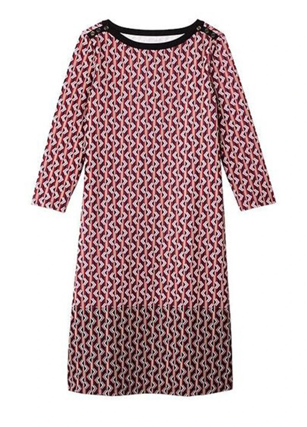 Бордовое кэжуал платье а-силуэт Signature с геометрическим узором