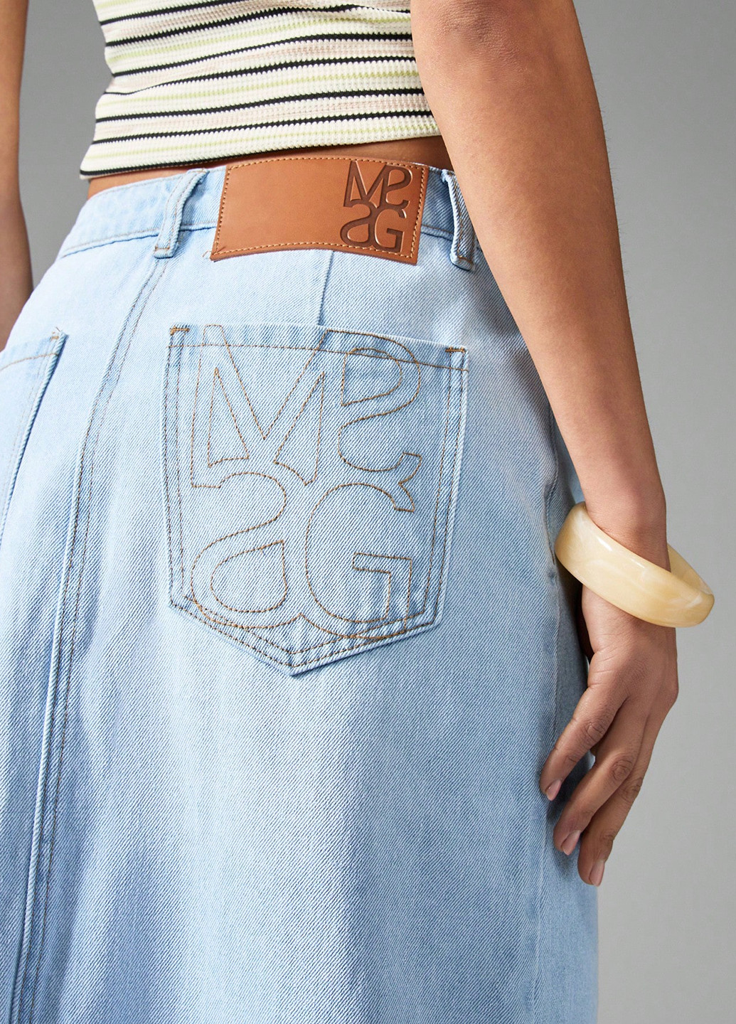 Голубая джинсовая однотонная юбка SHEIN карандаш