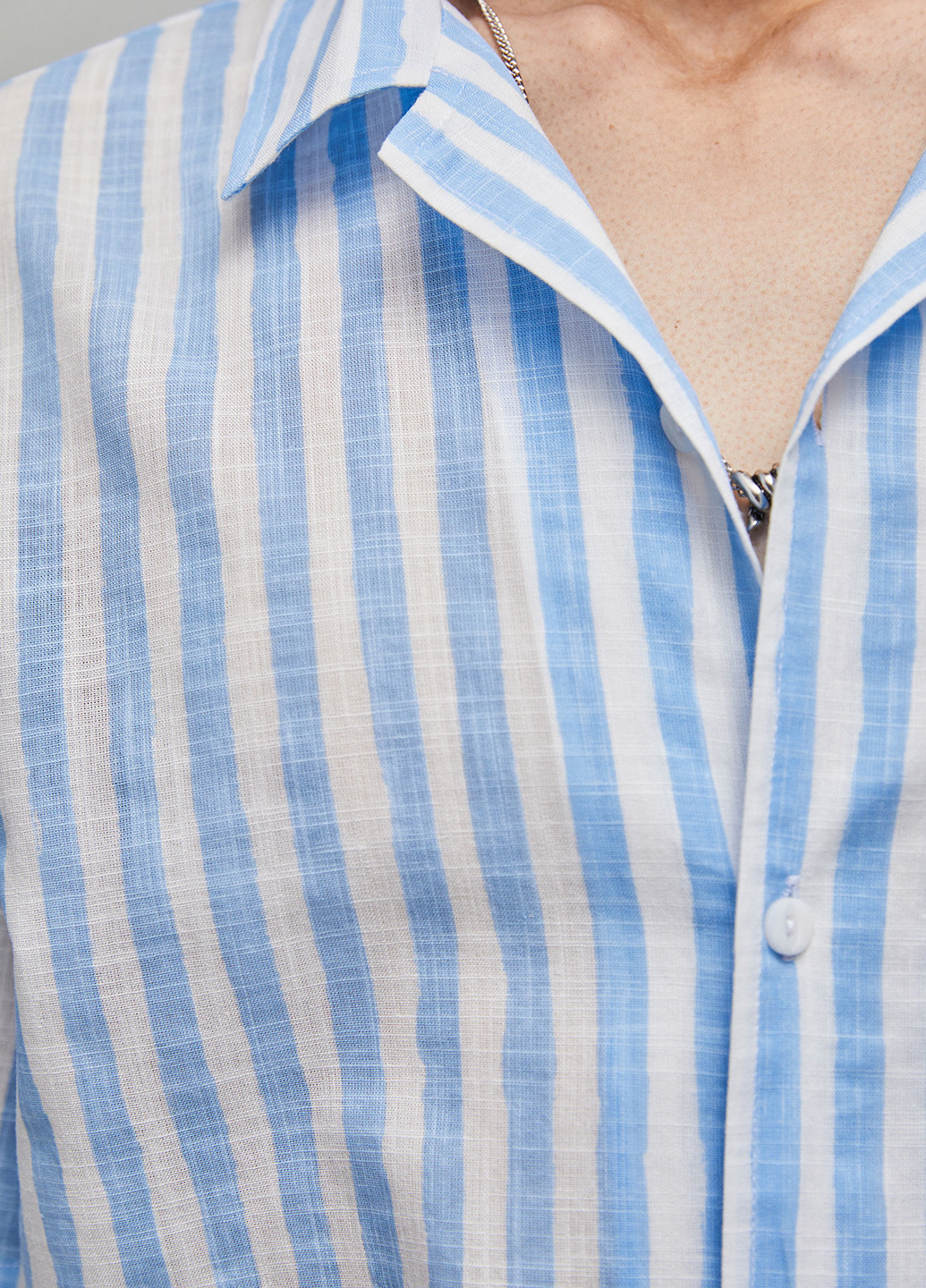 Голубой кэжуал рубашка в полоску Pull & Bear