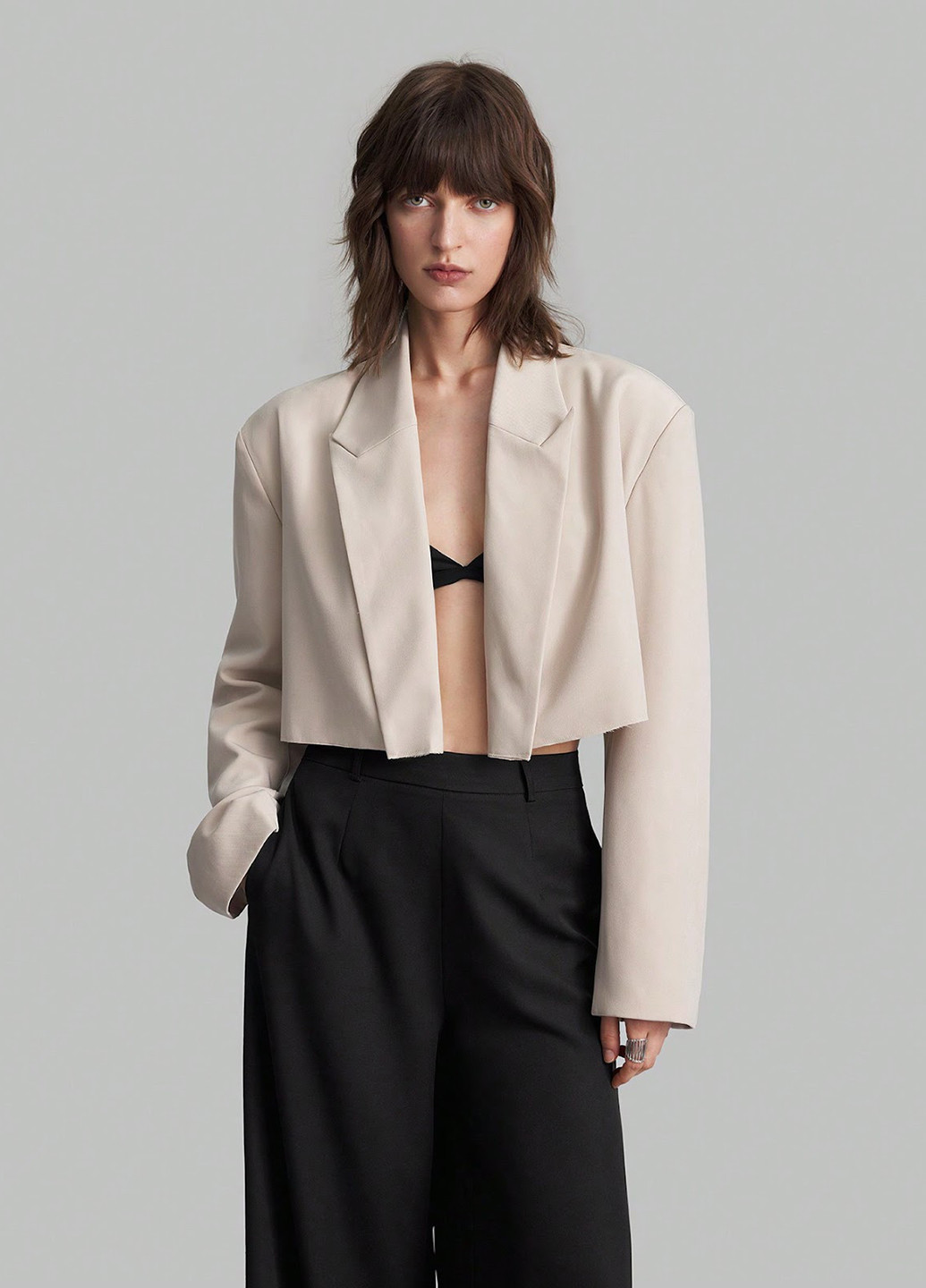 Светло-бежевый женский жакет SHEIN однотонный - демисезонный