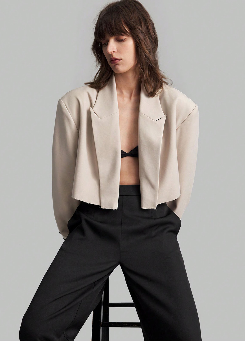 Светло-бежевый женский жакет SHEIN однотонный - демисезонный